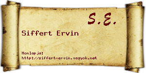 Siffert Ervin névjegykártya